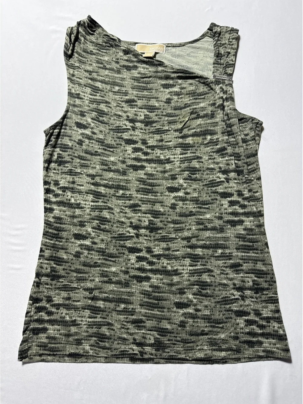Michael Kors Medium Green Patterned Sleeveless Top with Logo